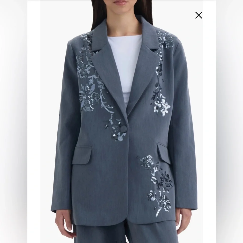 NVLT Embellished Bluish Gray Blazer size L new with tag
